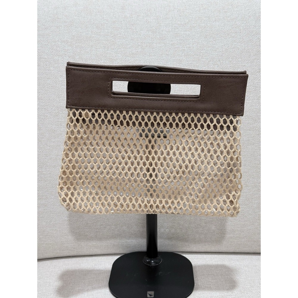 Sonia Kashulk Handbag/Clutch Button up Makeup Bag Honey Comb Mesh Wrapping .